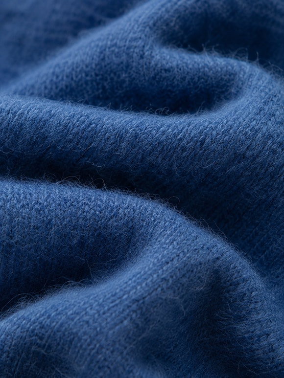 Retrobird Rosalie Oversize Polo Yaka Çift Fermuarlı Lacivert Triko Hırka