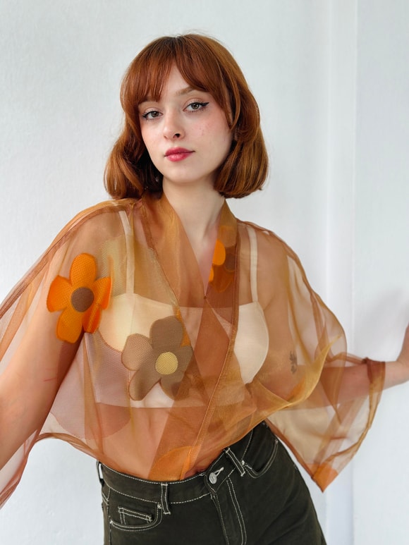 Retrobird Tarçın Renkli Tasarım Mini Kimono