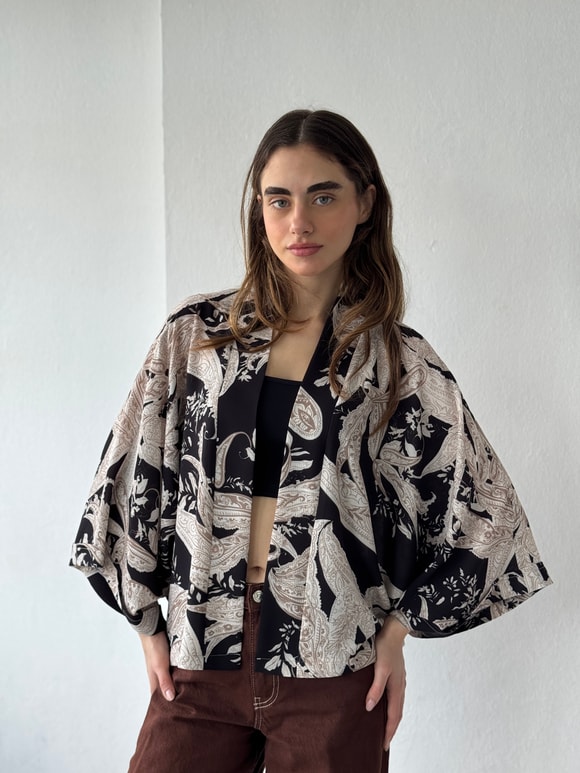 Retrobird Tasarım Boho Desen Mini Kimono