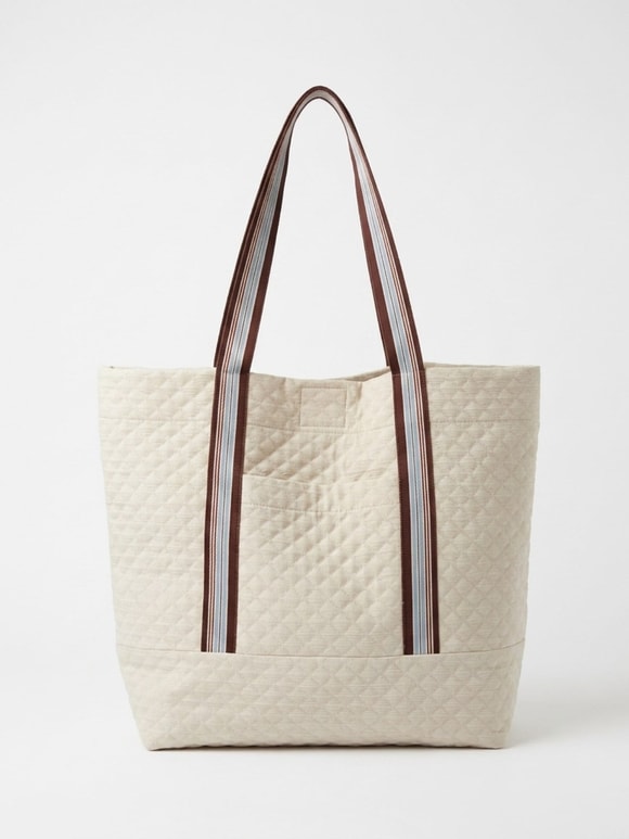 Retrobird Design Quilted Cream Tote Bag Shopping Bag