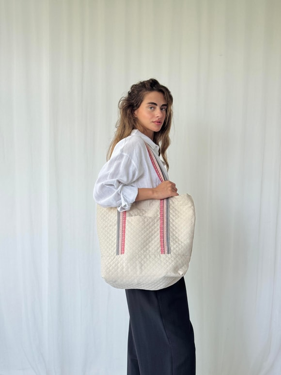 Retrobird Tasarım Kapitone Tote Çanta Shopping Bag