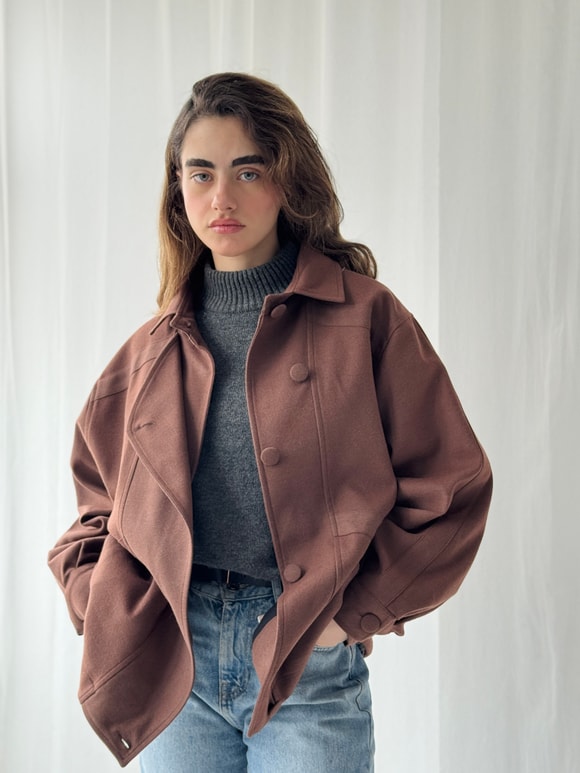 Retrobird Tasarım Kızıl Kahve Bomber Ceket Mont