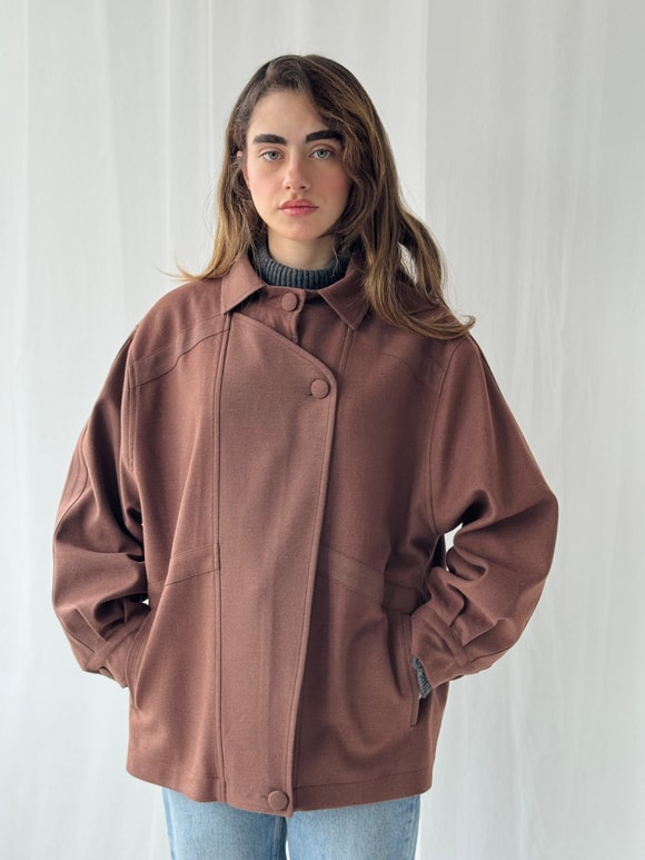 Retrobird Tasarım Kızıl Kahve Bomber Ceket Mont