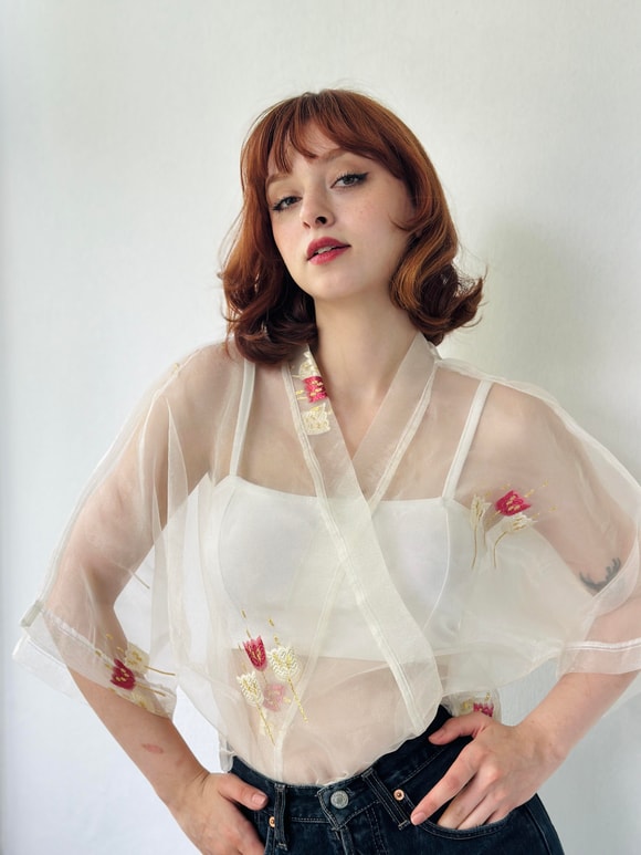 Retrobird Tasarım Organze Mini Kimono
