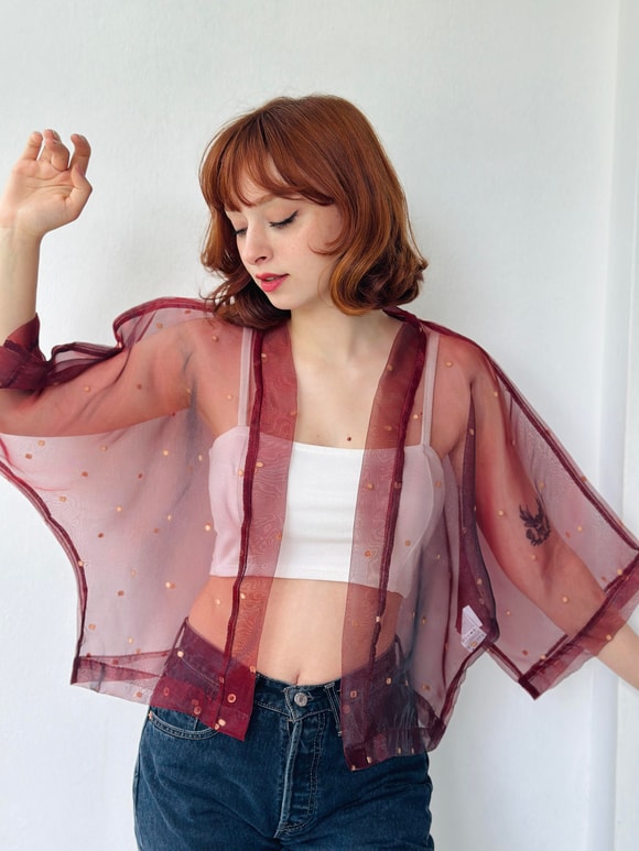 Retrobird Tasarım Organze Mini Kimono