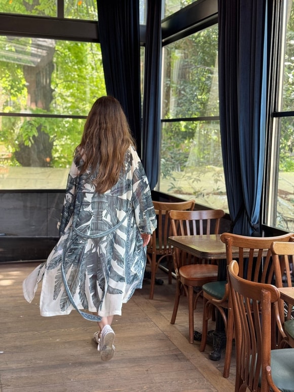 Retrobird Tasarım Yeşil Palmera Wrap Kimono