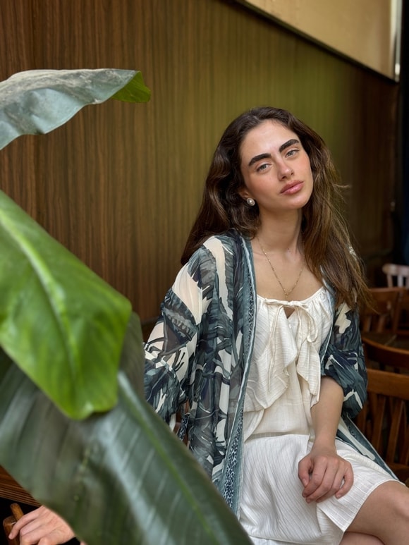 Retrobird Tasarım Yeşil Palmera Wrap Kimono