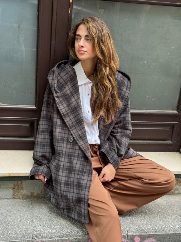Retrobird Urban Retro Kapüşonlu Oversize Ceket Kaban