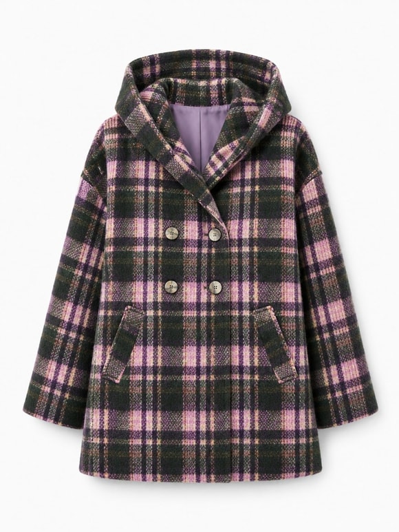 Retrobird Urban Retro Kapüşonlu Oversize Lila Ceket Kaban