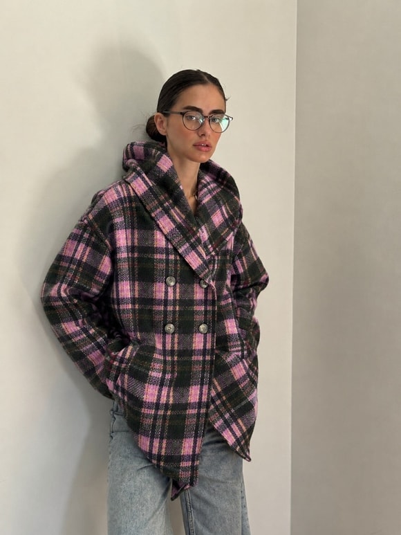 Retrobird Urban Retro Kapüşonlu Oversize Lila Ceket Kaban