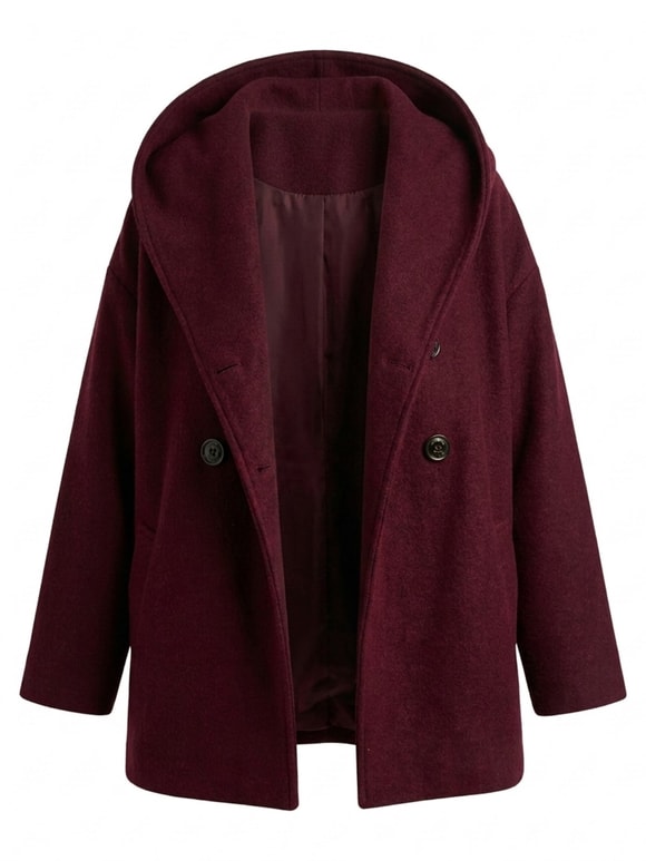 Retrobird Urban Retro Hooded Oversize Burgundy Jacket Coat