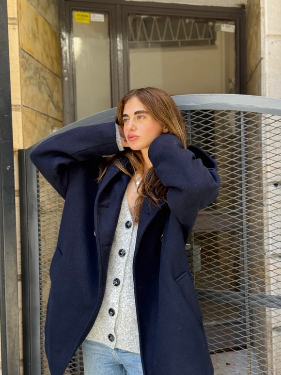 Retrobird Urban Retro Kapüşonlu Oversize Lacivert Ceket Kaban