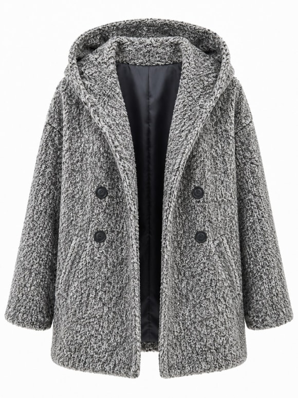 Retrobird Urban Retro Kapüşonlu Oversize Gri Ceket Kaban
