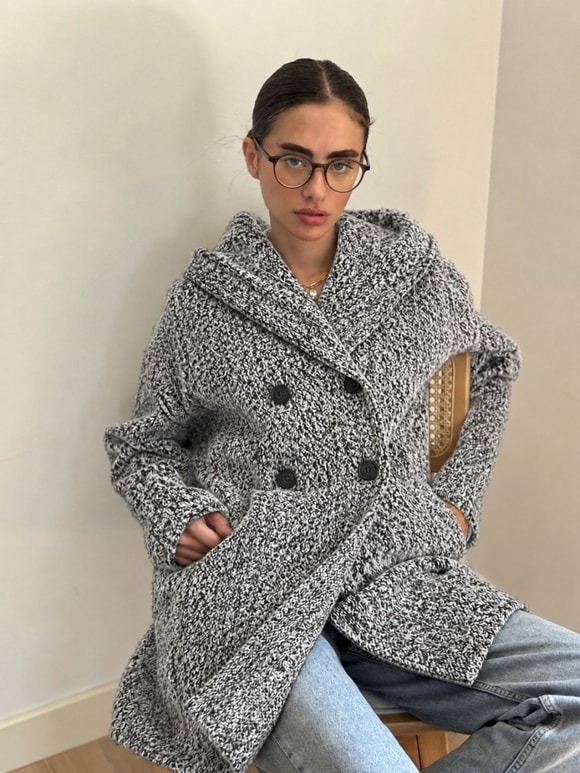 Retrobird Urban Retro Kapüşonlu Oversize Gri Ceket Kaban