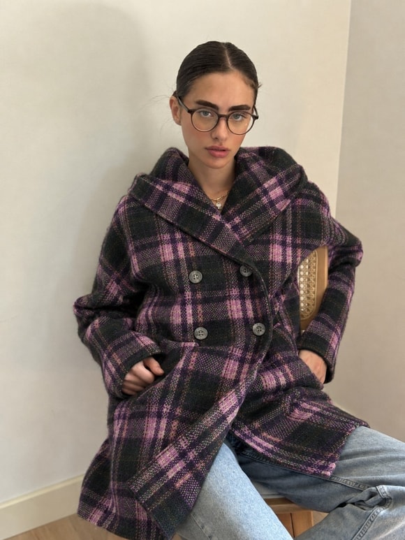 Retrobird Urban Retro Kapüşonlu Oversize Lila Ceket Kaban