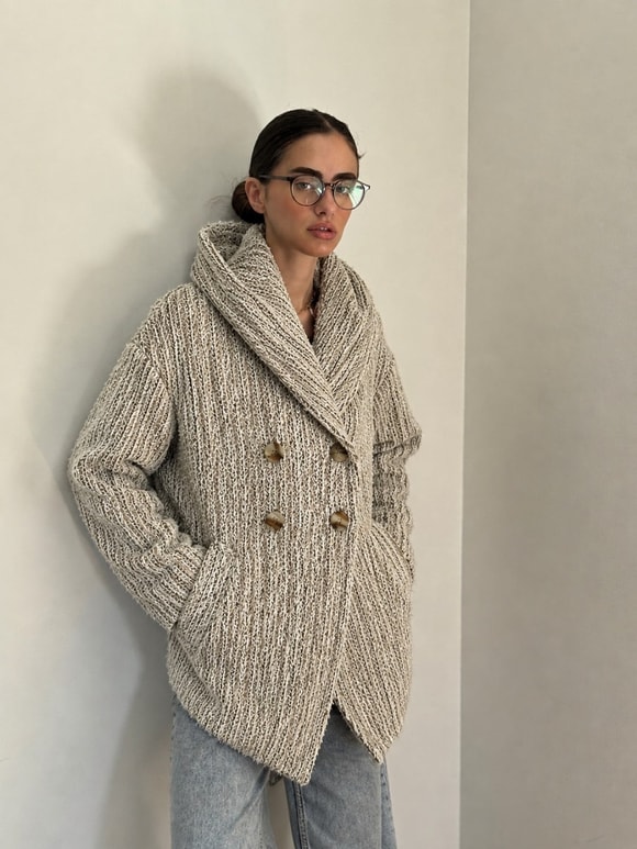 Retrobird Urban Retro Kapüşonlu Oversize Krem Ceket Kaban