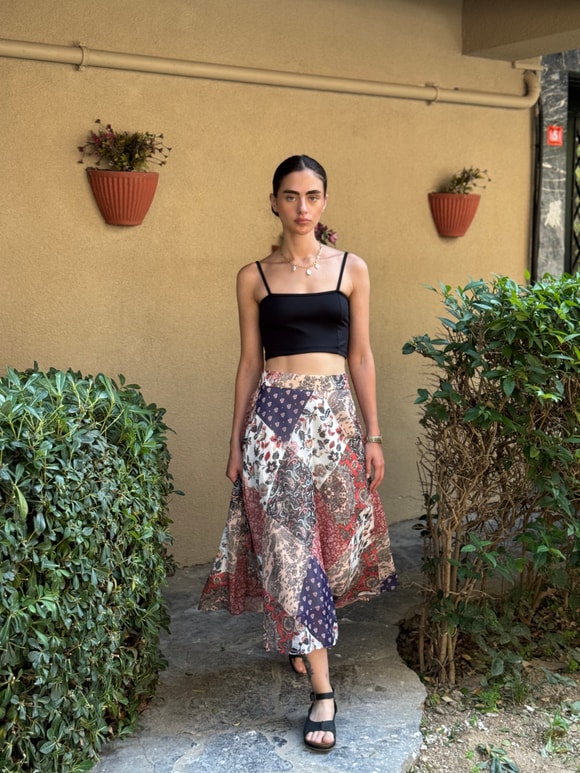 Retrobird Valerie Şifon Kloş Astarlı Uzun Etek
