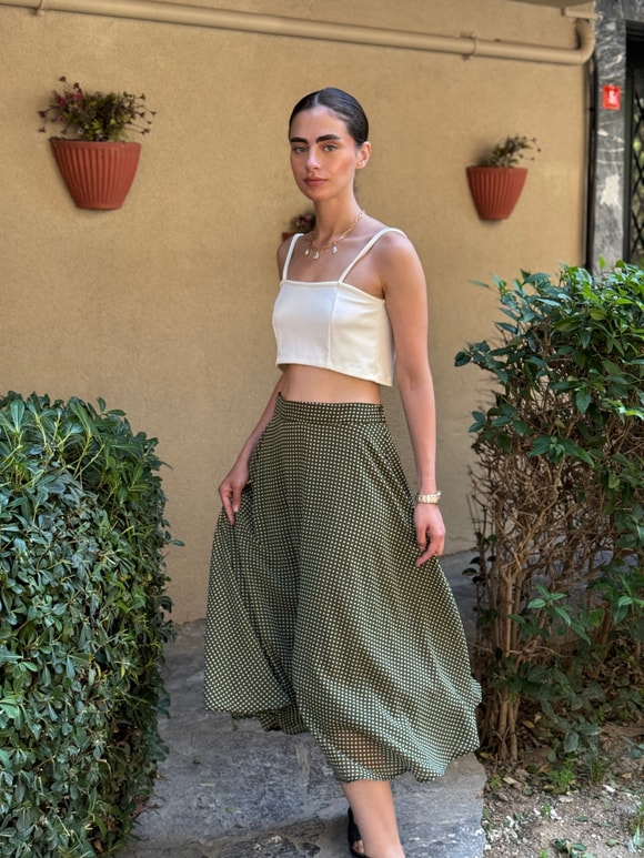 Retrobird Valerie Şifon Kloş Astarlı Uzun Etek