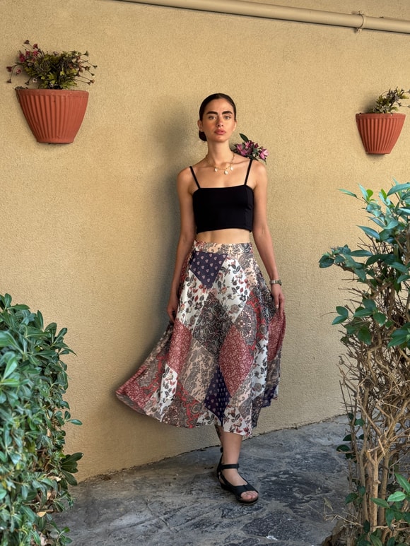 Retrobird Valerie Şifon Kloş Astarlı Uzun Etek