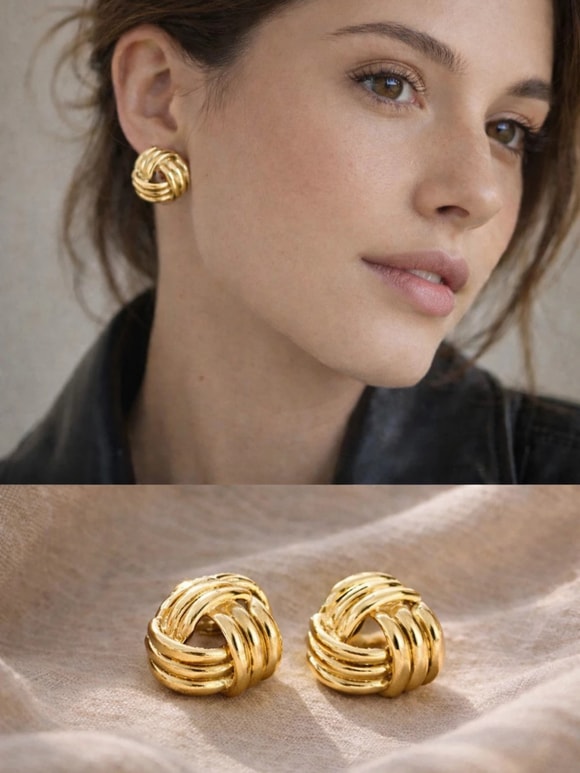 Retrobird Vintage Style Atelier Gold Renkli Düğüm Küpe