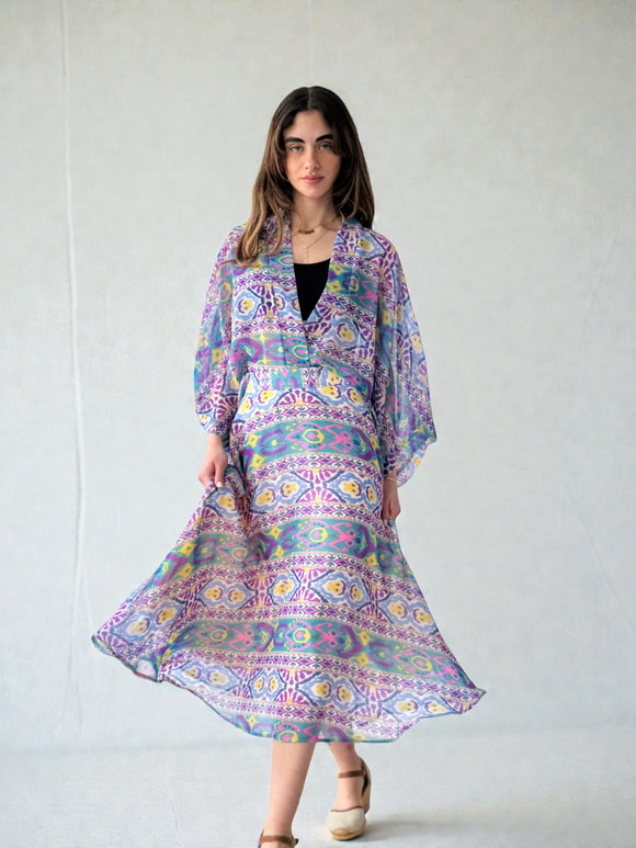 YENİ Retrobird Tasarım Boho Desen Mini Kimono