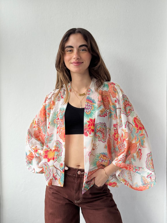 YENİ Retrobird Tasarım Boho Desen Mini Kimono