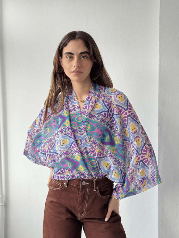 YENİ Retrobird Tasarım Boho Desen Mini Kimono