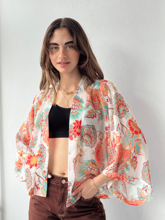 YENİ Retrobird Tasarım Boho Desen Mini Kimono