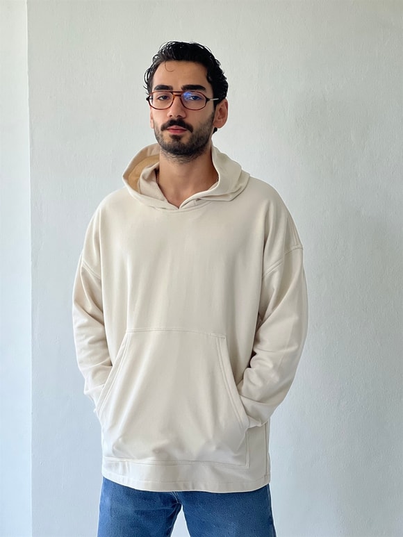 Oversize Unisex Basic Kapüşonlu Sweatshirt