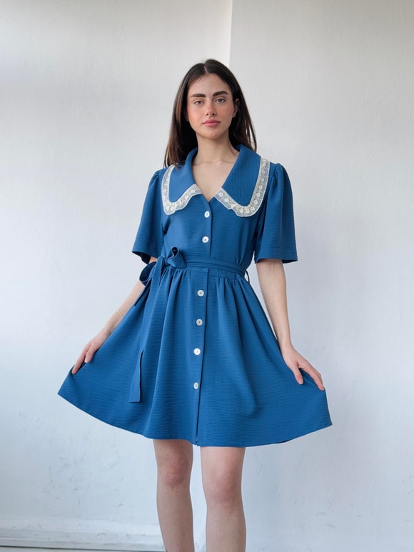 Retrobird 1950'li Yılların  Tasarımı Dantelli Betty Kısa Elbise