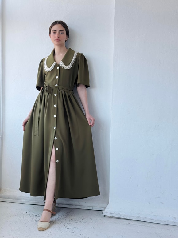 Retrobird 1950'li Yılların Tasarımı Dantelli Betty Maksi Uzun Elbise
