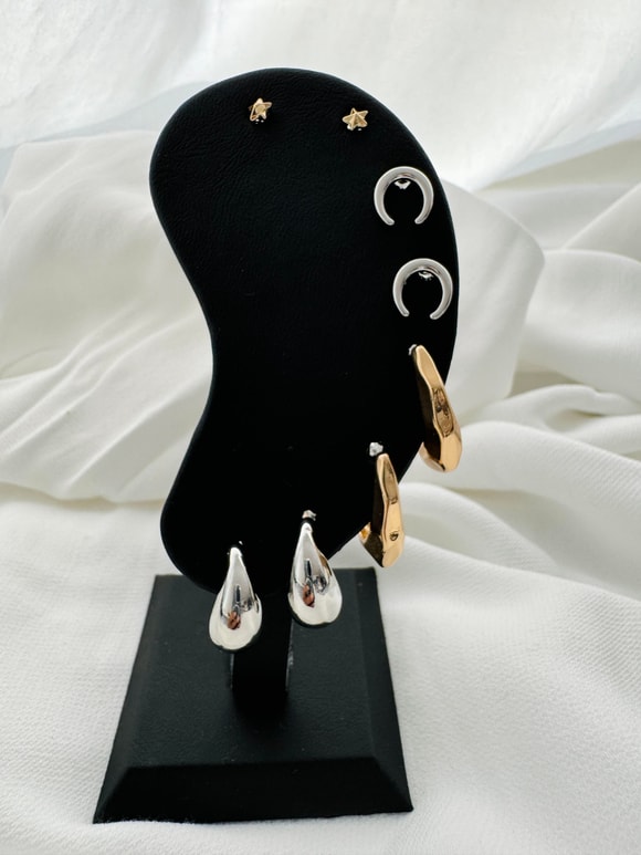 Retrobird 8'li Pirinç Küpe Seti