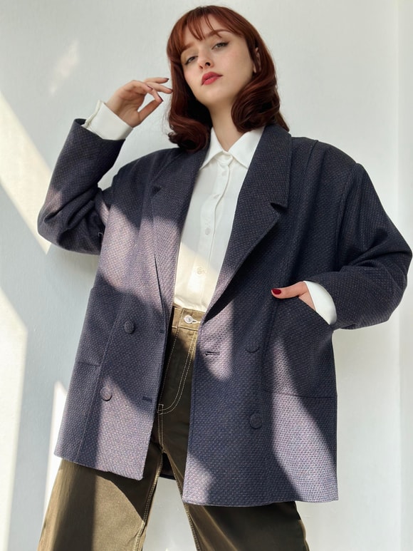 Retrobird 90'lar Retro Model Oversize Tasarım Yün Kaban Ceket