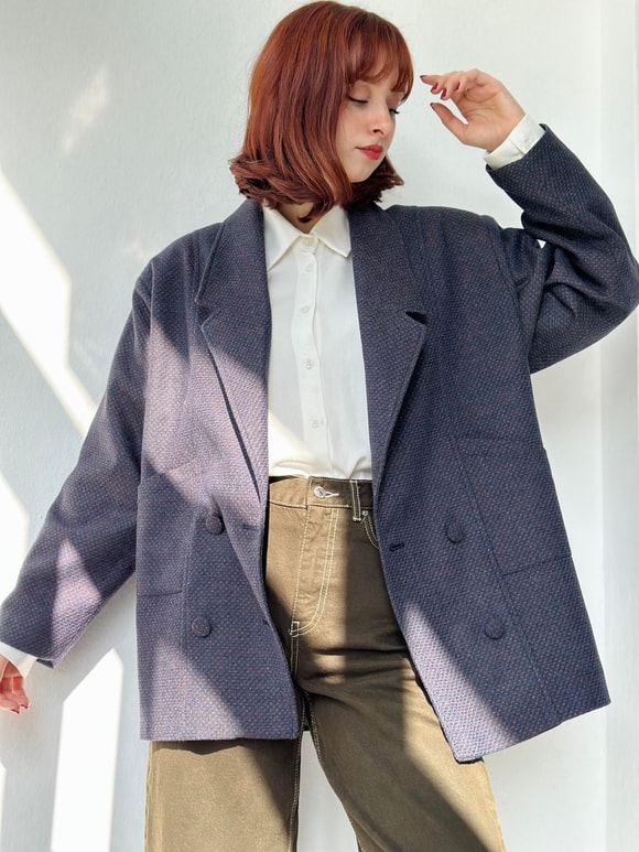 Retrobird 90'lar Retro Model Oversize Tasarım Yün Kaban Ceket