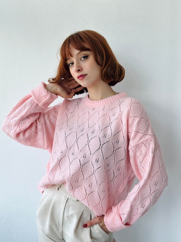 Retrobird Ajurlu Retro Desen Örme Triko Kazak Basic Triko 