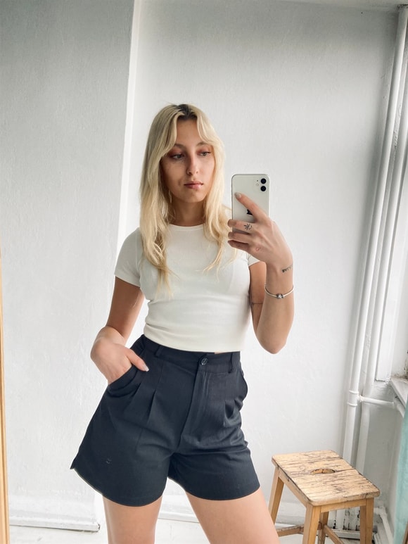 Retrobird Baggy Siyah Cepli Şort