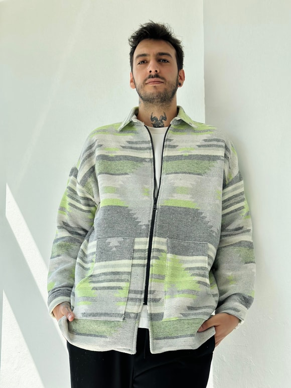 Retrobird Erkek Oversize Fermuarlı Hırka Ceket