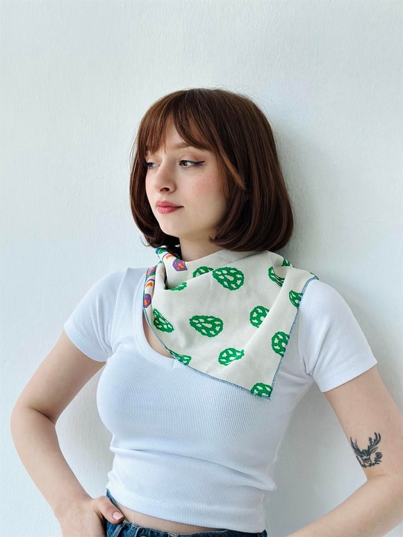 Retrobird Keten Kumaş Desenli Kadın Fular