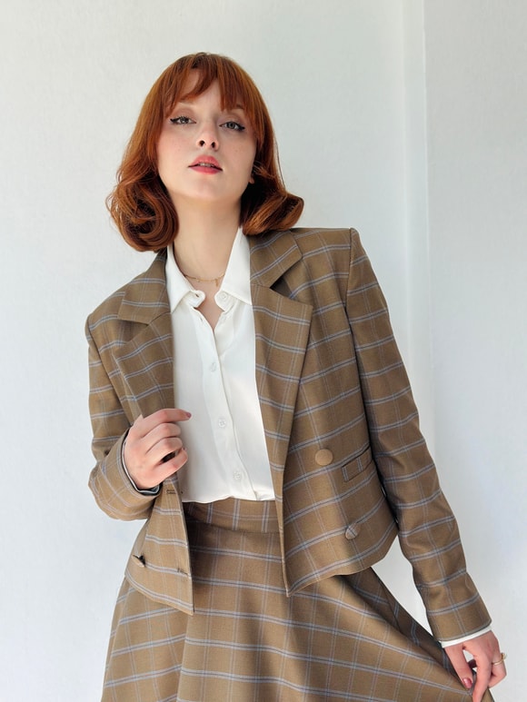 Retrobird Kısa Kareli Blazer Ceket