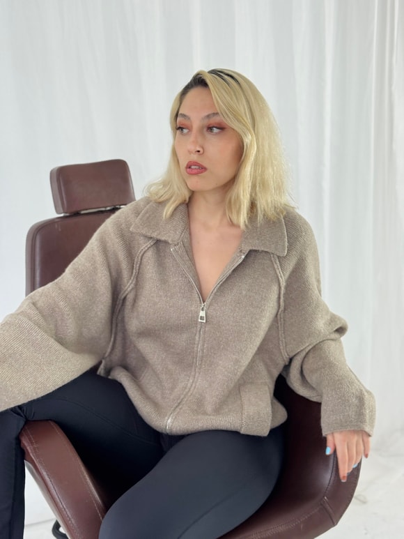 Retrobird Önden Fermuarlı Polo Yaka Ceket Hırka