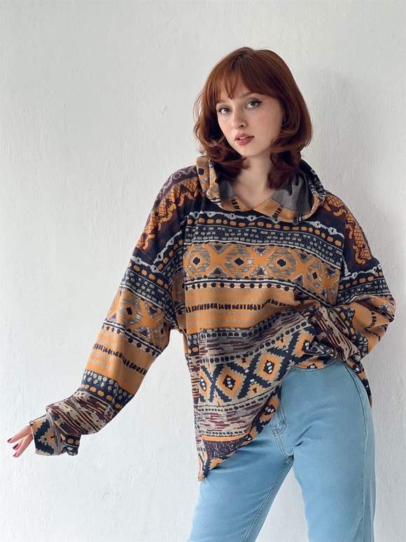 Retrobird Oversize Unisex Basic Kapüşonlu Sweatshirt