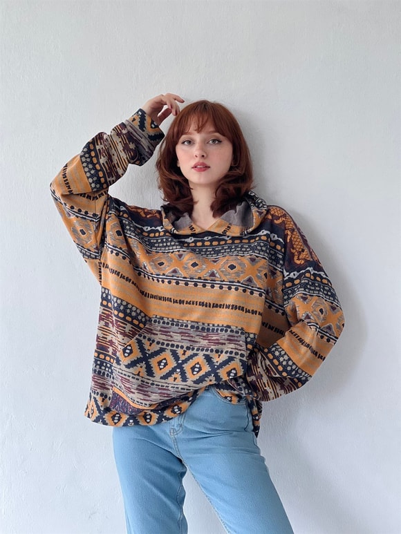 Retrobird Oversize Unisex Basic Kapüşonlu Sweatshirt