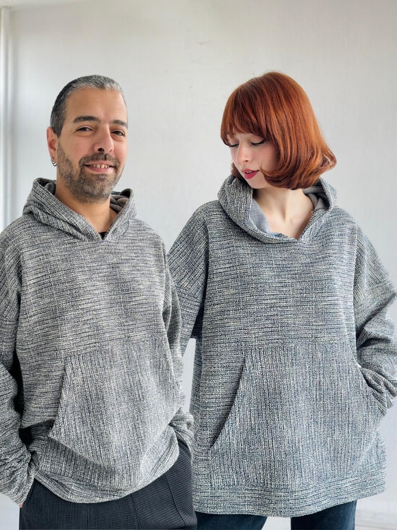 Retrobird Oversize Gray Unisex Hooded Sweatshirt