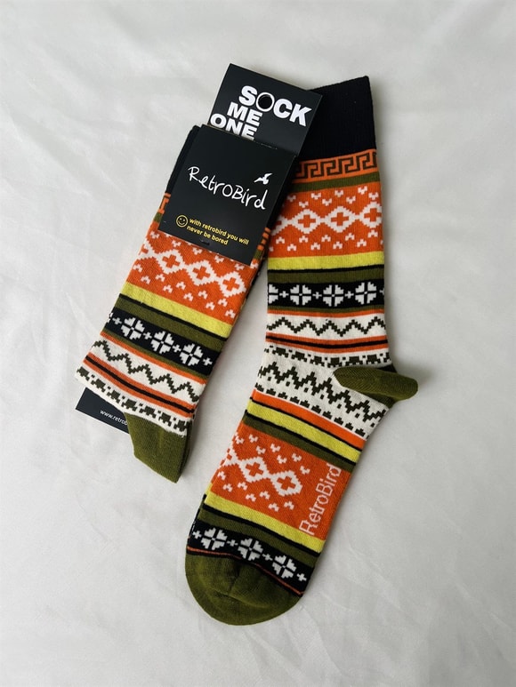 Retrobird Pamuklu Etnik Desen Unisex Çorap