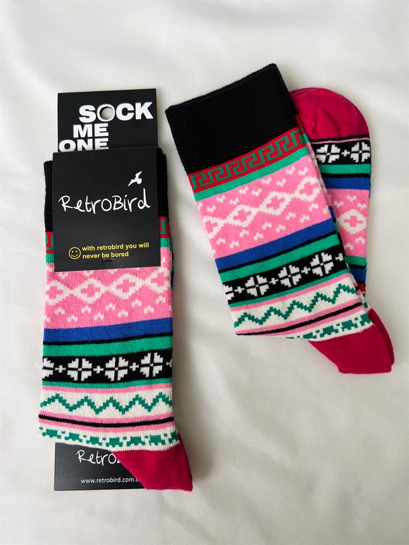 Retrobird Pamuklu Etnik Desen Unisex Çorap