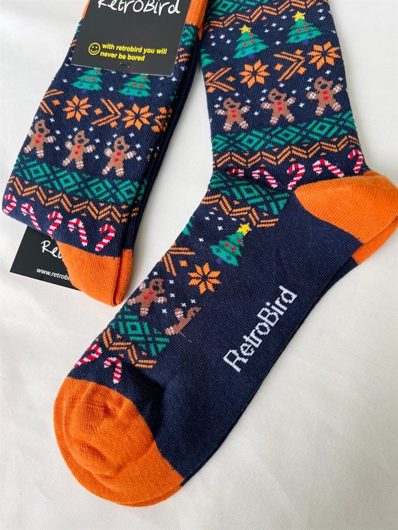 Retrobird Pamuklu Yılbaşı Desen Unisex Çorap