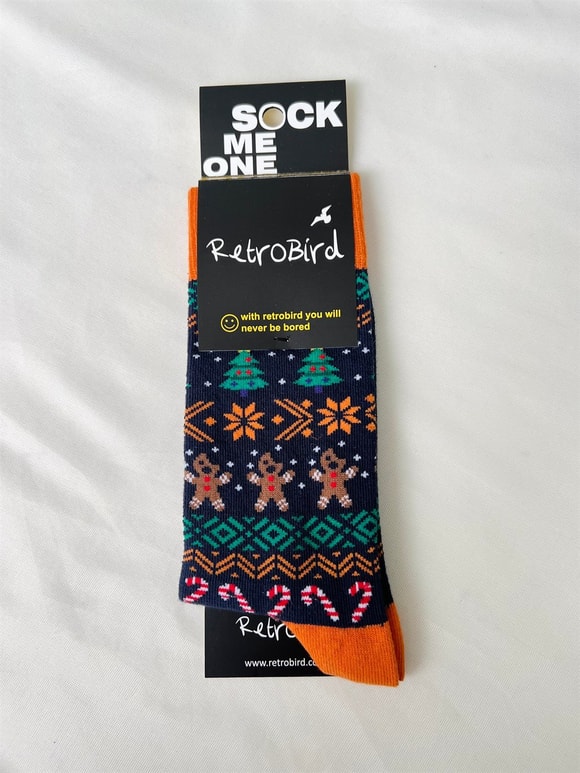 Retrobird Pamuklu Yılbaşı Desen Unisex Çorap