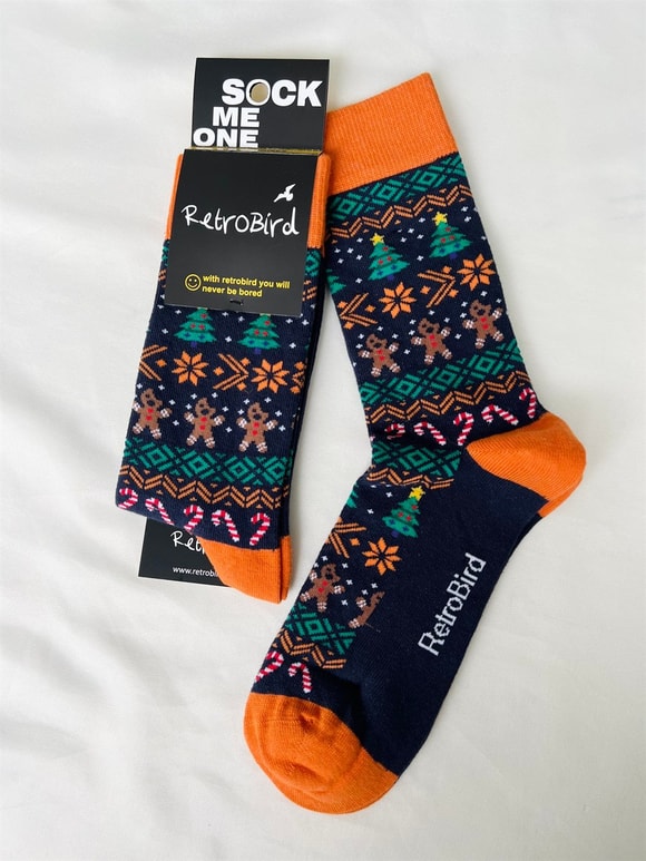 Retrobird Pamuklu Yılbaşı Desen Unisex Çorap