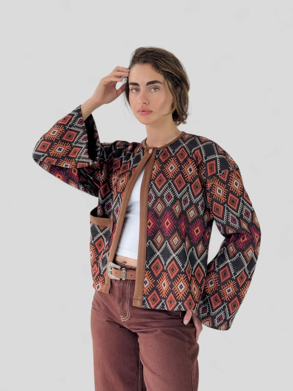 Retrobird Orange Poncho Lightweight Jacket