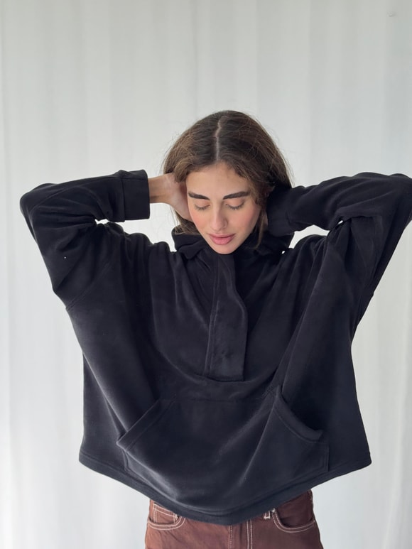 Retrobird Polar Kumaş Oversize Kapüşonlu Sweatshirt